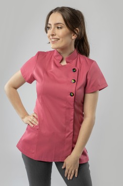 Żakiet medyczny ze stójką - róż