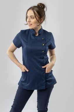 Żakiet medyczny ze stójką - granatowy