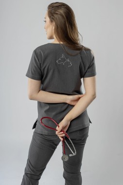 Bluza medyczna damska  elastyczna - ciemny szary